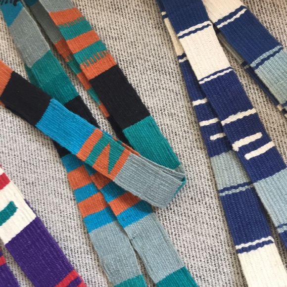 Guatemalan Woven Cotton Colorful Belts or Sashes Set of 2 - NO BLUE/WHITE - SOLD - Picture 4 of 5